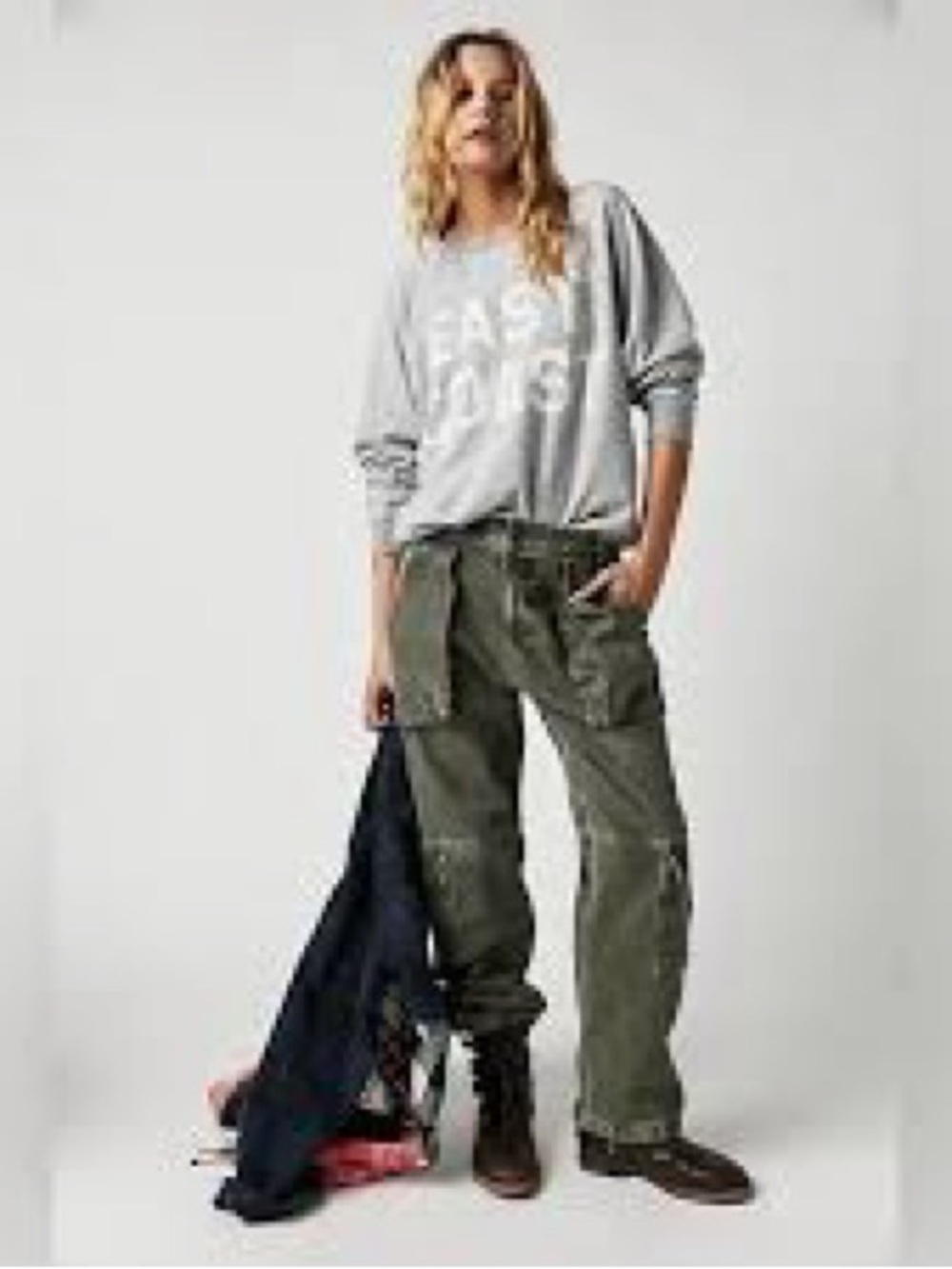 FREE PEOPLE We The Free Marx Slouchy Cargo Jeans Pine 25